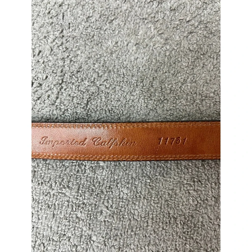 Mens Dark Brown Pebble Grain Calfskin Leather Belt Gold Buckle USA Made 34 11751